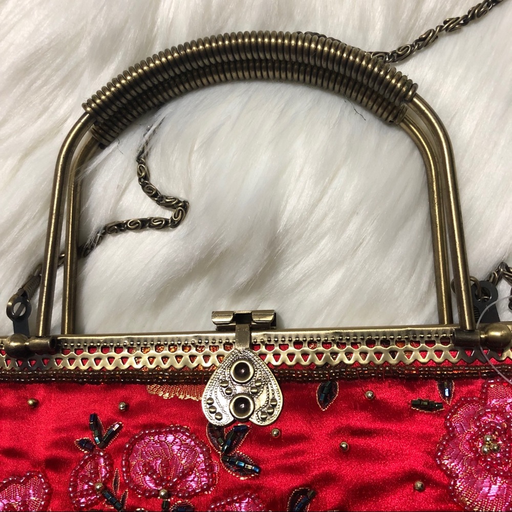 🌻SOLD🌻 Vintage // red beaded purse with detachab - Picture 5 of 8
